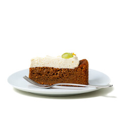 Delicious Slice Of Carrot Cake With Cream Frosting On Plate