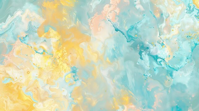 Intricate spring design with yellow blue coral marble