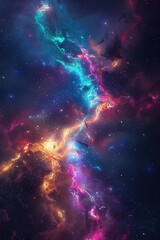 Fototapeta premium galactic tide swirling gracefully around a mesmerizing star cluster. The rich colors and dynamic patterns highlight the beauty and grandeur of the galaxy.