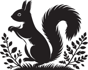 Vector illustration of Squirrel Silhouette isolated on white background