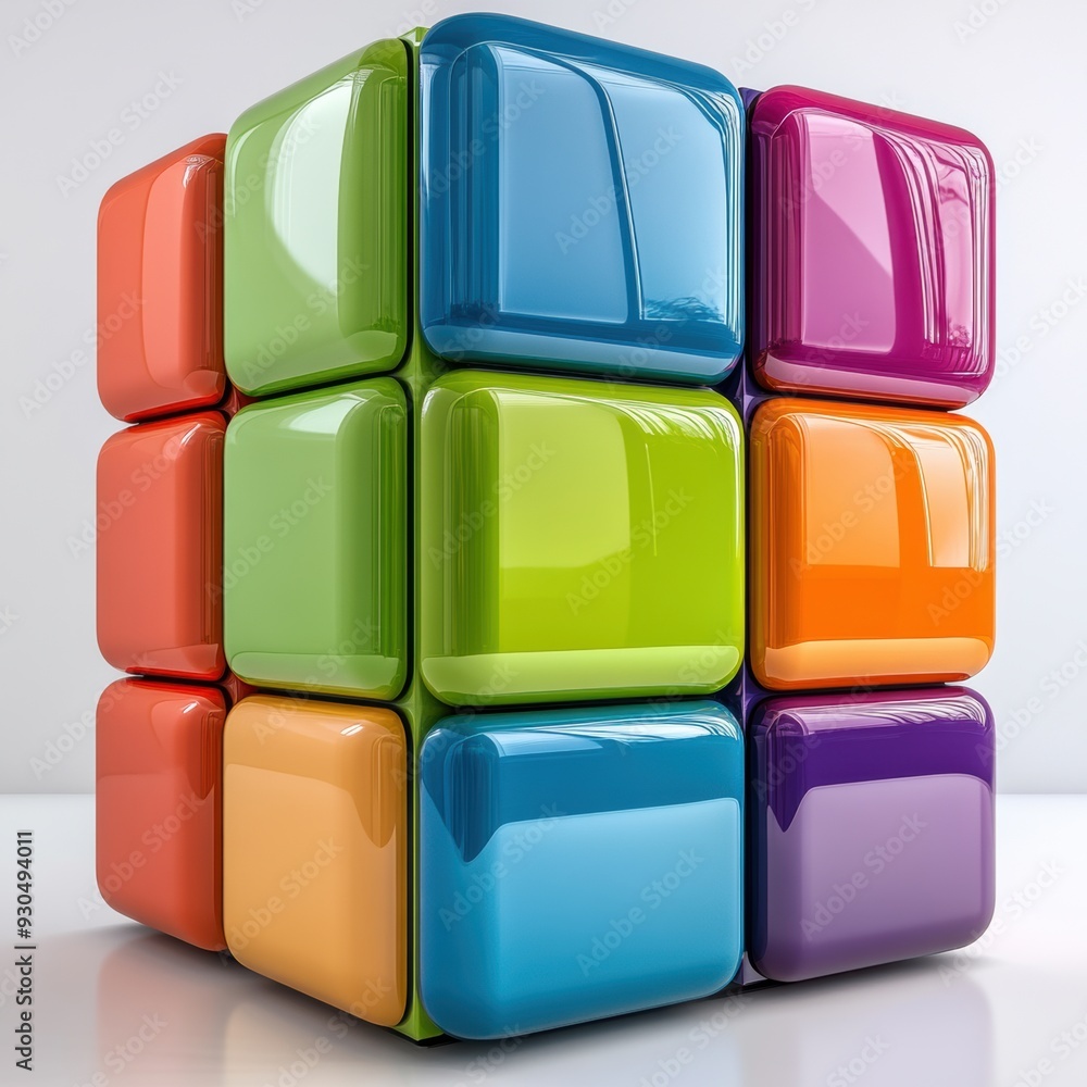 Poster A colorful cube with many different colors on it, AI