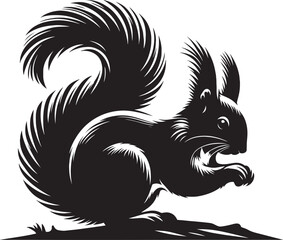 Vector illustration of Squirrel Silhouette isolated on white background