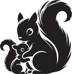 Vector illustration of Squirrel Silhouette isolated on white background