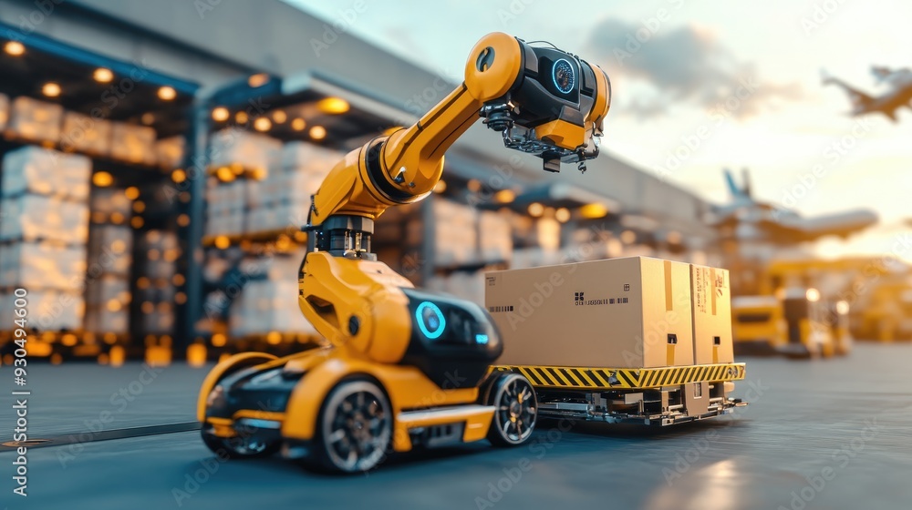 Poster automation in logistics: robots efficiently handling airfreight, highlighting the advancements in au