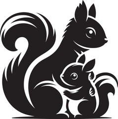 Vector illustration of Squirrel Silhouette isolated on white background