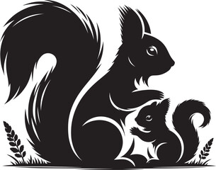 Vector illustration of Squirrel Silhouette isolated on white background