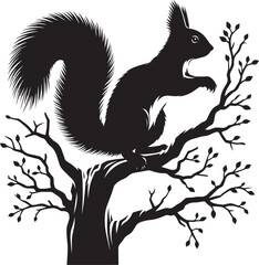 Vector illustration of Squirrel Silhouette isolated on white background