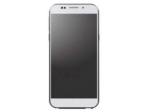 a white cell phone with a black screen