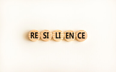 Resilience symbol. Concept word Resilience on beautiful wooden circles. Beautiful white background. Business resilience concept. Copy space.