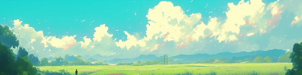 Obraz premium Enchanting Anime-Style Winter Wonderland: Magical Hailstorm Scene with Falling Raindrops. Dreamy 2025 Winter Solstice, New Year, and Christmas Landscape for UI Design, Web Posters, and 4K Wallpapers.