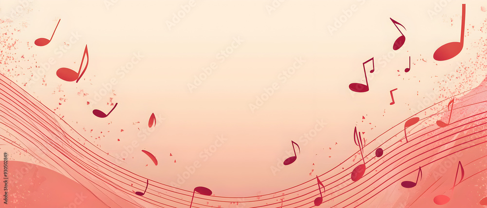 Poster a vector illustration of a music notes banner, featuring a fresh pink color palette. the notes are s