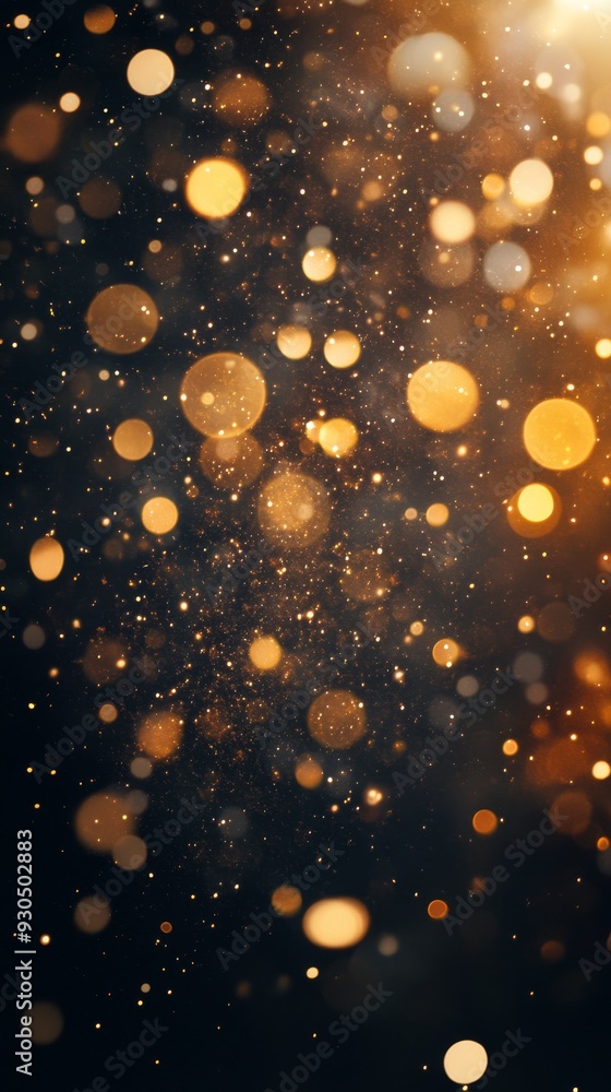 Poster golden bokeh lights creating festive abstract background