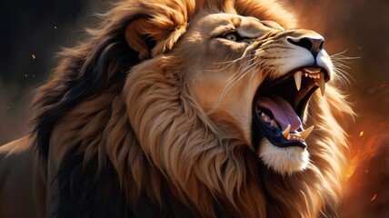 close up portrait of a lion