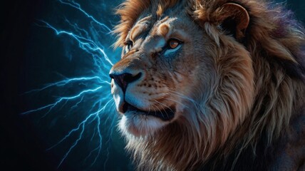 Naklejka premium close up portrait of a lion