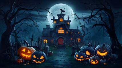 Terrible Halloween Scene Dull Varieties Flag Foundation Backdrop.Halloween Concept
