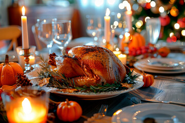 Thanksgiving turkey served on an elegant table