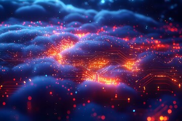 Obraz premium Abstract Circuit Board with Glowing Lights.