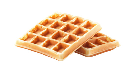Delicious golden waffles stacked together isolated on transparent background