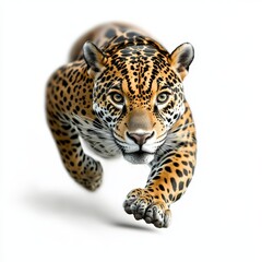 Obraz premium A striking image of a leopard in mid-run, showcasing its powerful physique and distinctive spotted coat.
