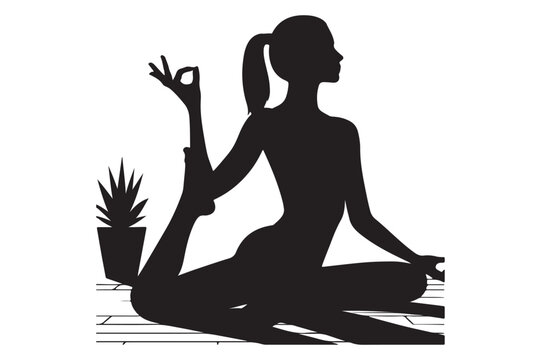 recommend clip art: a woman doing yoga silhouette vector design