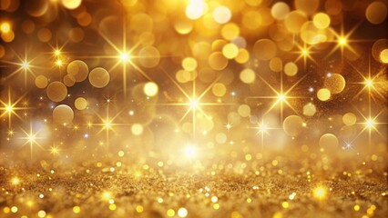 Radiant gold background with glowing bokeh lights, perfect for a festive holiday celebration