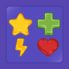 Lives and Chances Heart and Star Vectors for Gaming