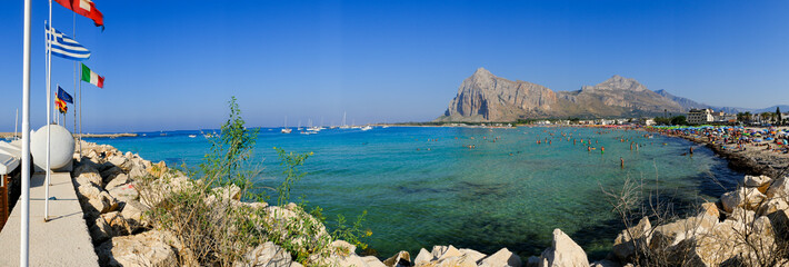 Monte Monaco in San Vito lo Capo Sicily, seen from afar on a sunny day. High quality photo