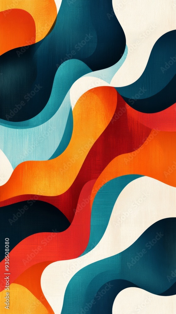 Poster abstract colorful wavy shapes background creating dynamic flow