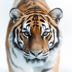 Fototapeta premium Close-up of a majestic tiger, showcasing its striking features and intense gaze, reflecting the beauty of wildlife.