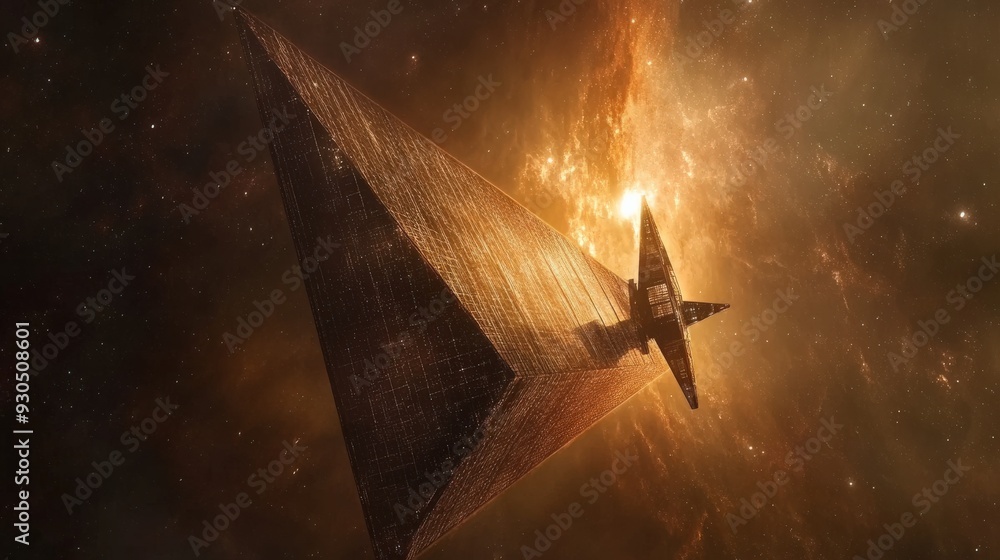 Poster a spacecraft navigates a colorful nebula, illuminated by the ethereal glow of nearby stars in deep s
