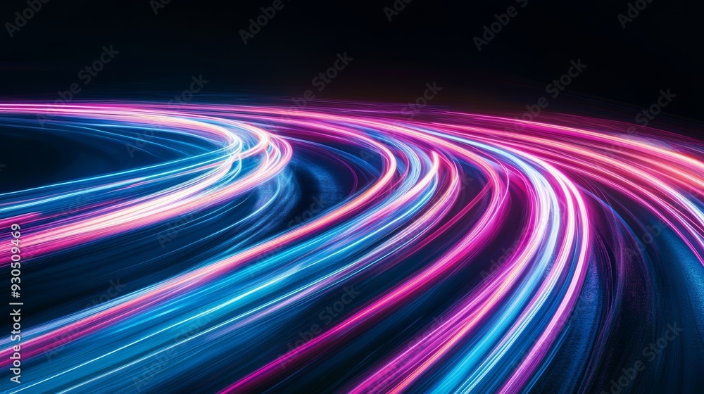 Poster light trails creating colorful swirls on a dark background