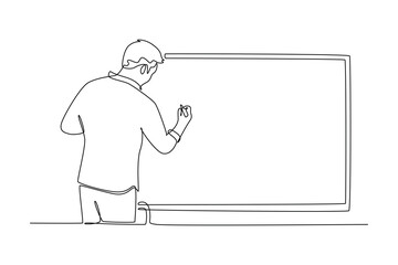 Budget planning concept. Single line draw design vector graphic illustration.