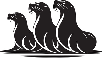 Vector illustration of Sea Lion Silhouette isolated on white background