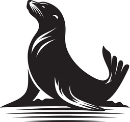 Vector illustration of Sea Lion Silhouette isolated on white background