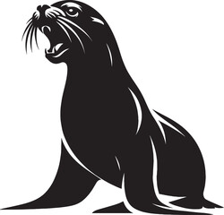 Vector illustration of Sea Lion Silhouette isolated on white background