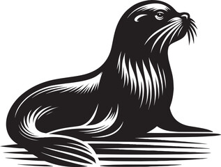 Vector illustration of Sea Lion Silhouette isolated on white background