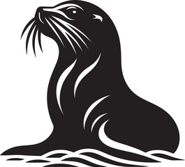 Vector illustration of Sea Lion Silhouette isolated on white background