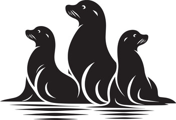 Vector illustration of Sea Lion Silhouette isolated on white background