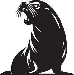 Vector illustration of Sea Lion Silhouette isolated on white background