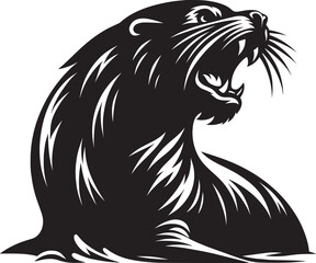 Vector illustration of Sea Lion Silhouette isolated on white background