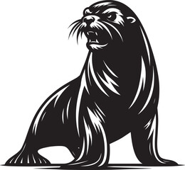 Vector illustration of Sea Lion Silhouette isolated on white background