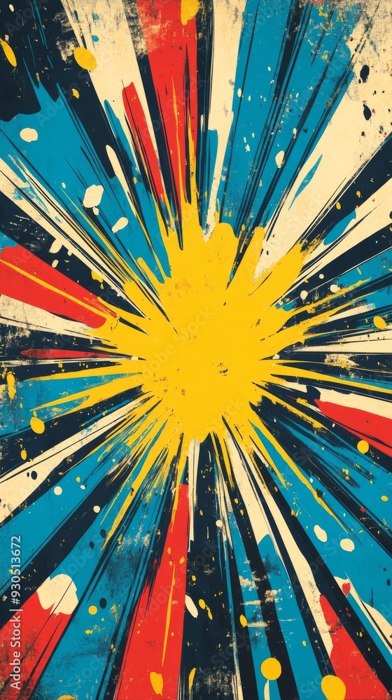 Poster abstract retro background with sunburst pattern radiating from center