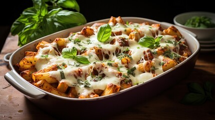 Baked Ziti with Marinara and Melted Cheese. Best For Banner, Flyer, and Poster