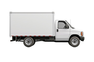 Delivery transparent truck mockup side view isolated on a transparent background 