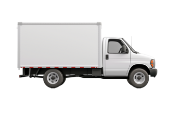 Delivery transparent truck mockup side view isolated on a transparent background 