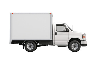 Delivery transparent truck mockup side view isolated on a transparent background 