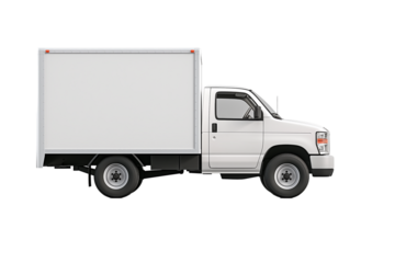 Delivery transparent truck mockup side view isolated on a transparent background 