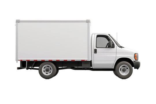 Delivery transparent truck mockup side view isolated on a transparent background 