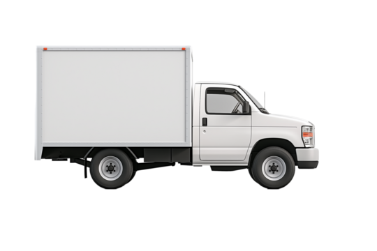 Delivery transparent truck mockup side view isolated on a transparent background  - Powered by Adobe