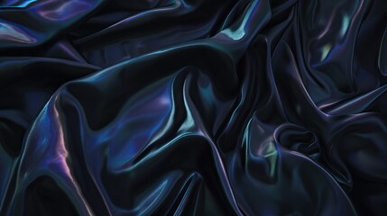 Obraz premium A dark, iridescent fabric with flowing textures and a smooth, reflective surface, creating a luxurious and mysterious aesthetic.